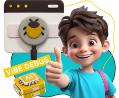 Тестирование & Vibe Debug. Охотники за багами - КИБЕРшкола программирования для детей, компьютерные курсы для школьников, начинающих и подростков - KIBERone г. Сколково
